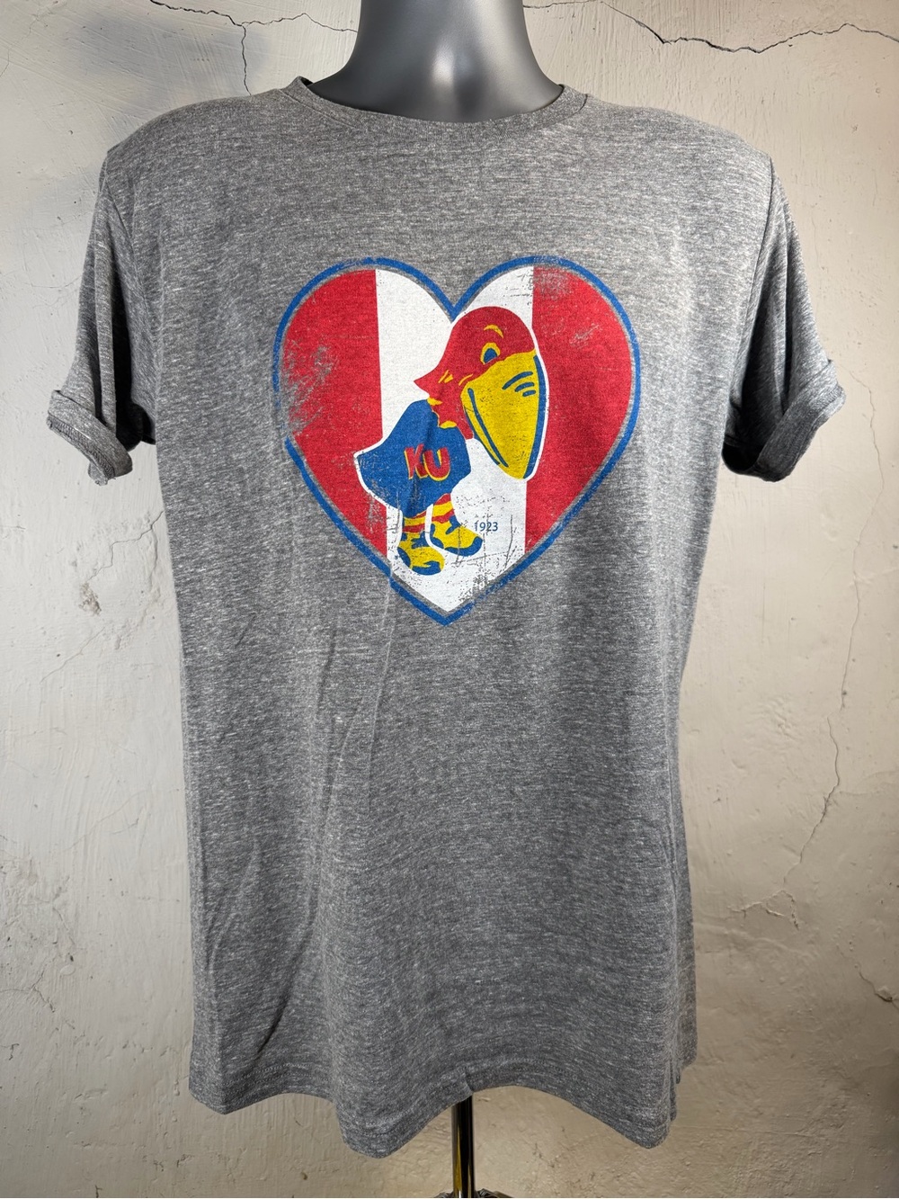 Kansas Alumni TShirt | 1923 Jayhawk Mascot in Heart | Charlie Hustle